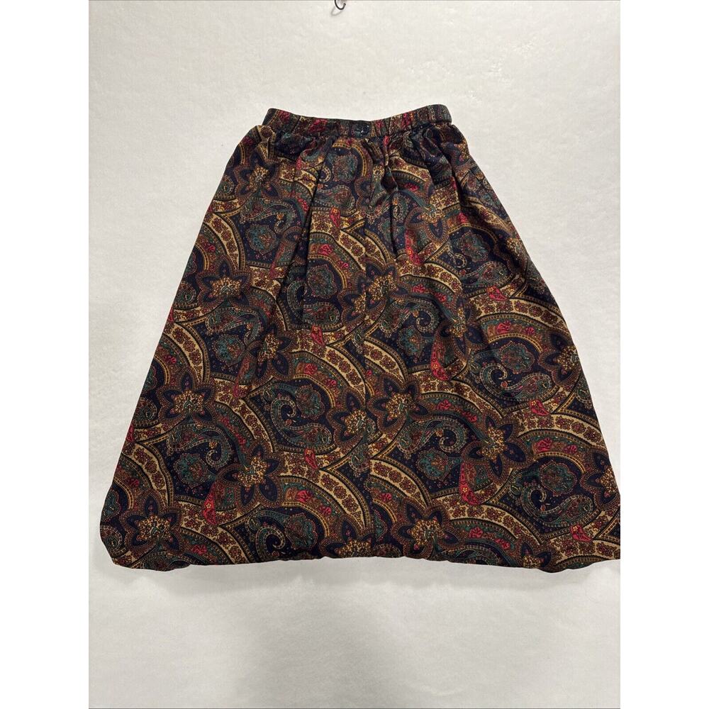 VTG Alfred Dunner Multicolored Pleated Elastic Waist Skirt Paisley Size 10